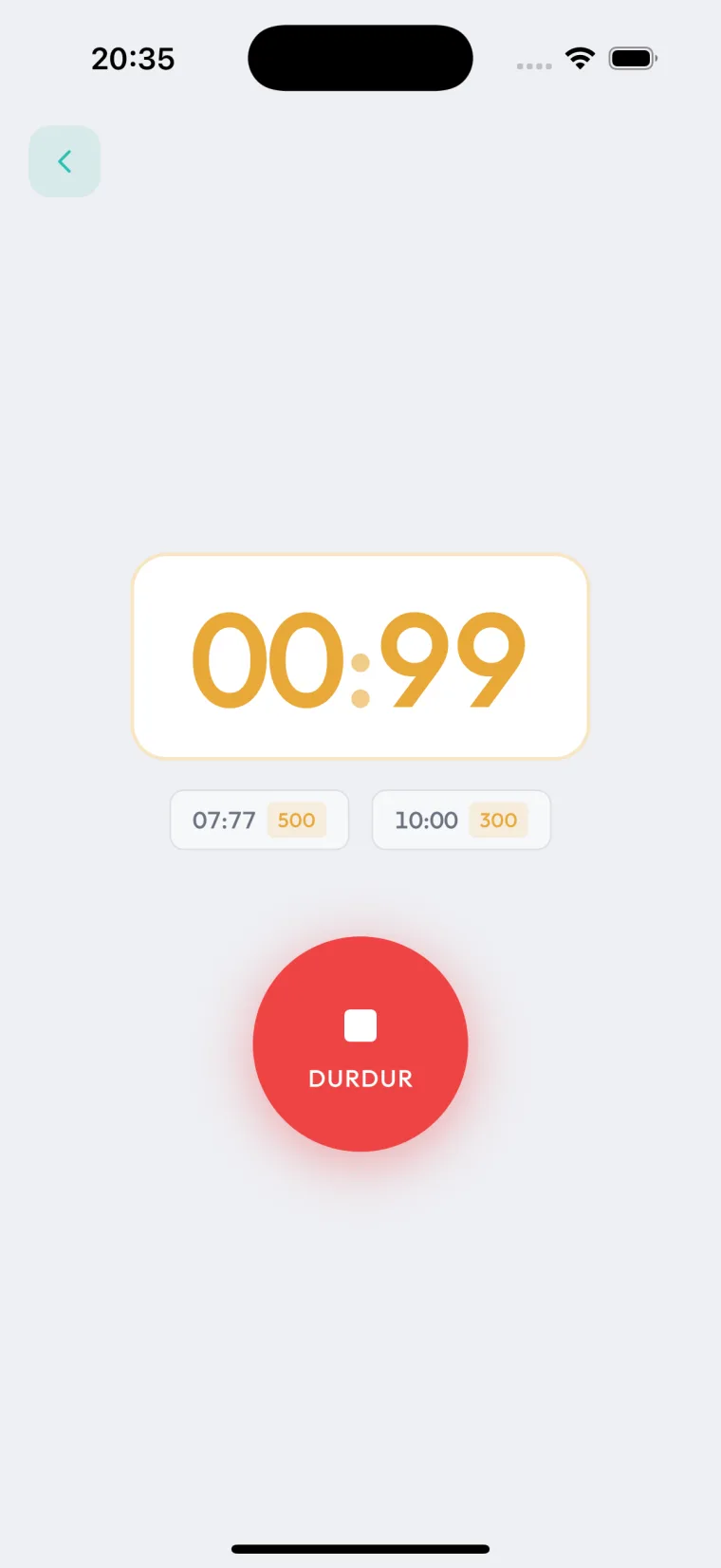 Pararix Geri Sayım oyunu ekranı